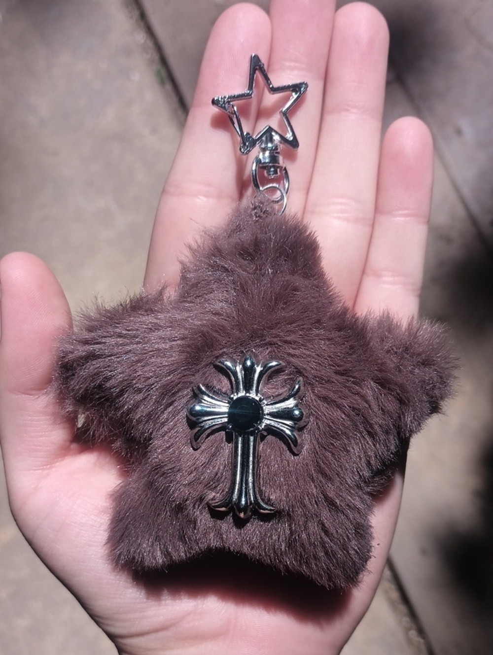 Handcrafted Faux Fur Star Keychain